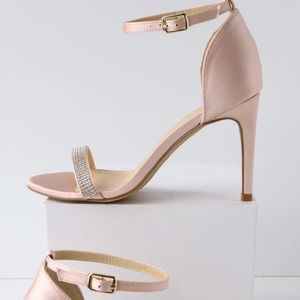 Satin Rose gold heels with diamonds
